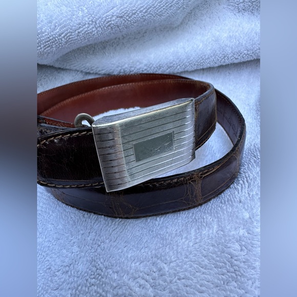 RALPH LAUREN American brown alligator  sterling  buckle and belt size 30 unisex - Picture 3 of 16